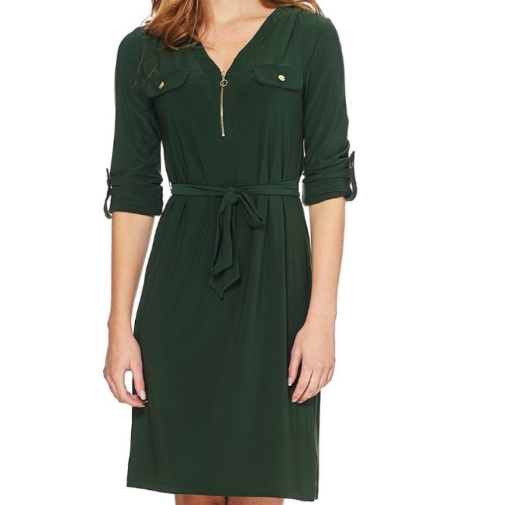 Emma & Michele army green tie dress